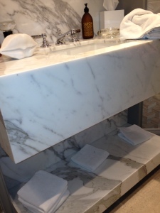 calicutta slab marble vanity