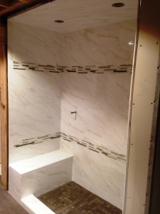 porcelain with bench shower