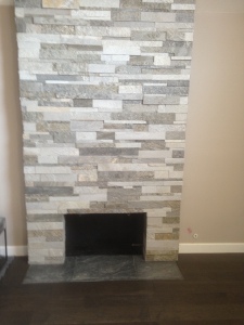 stack stone fireplace slate hearth