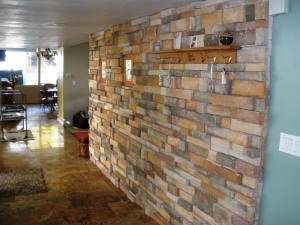 back side of stackstone fireplace