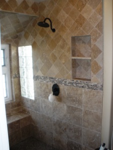 Travertine shower