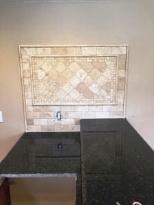 Granite bar with backsplash