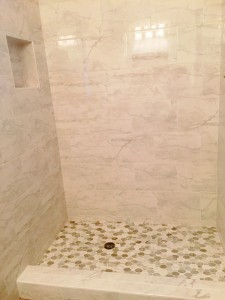 white carrara shower