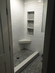 bathroom remodel with bench